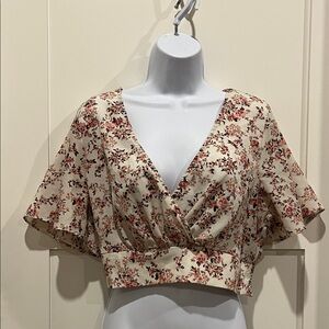 Elegant Floral Beige Blouse